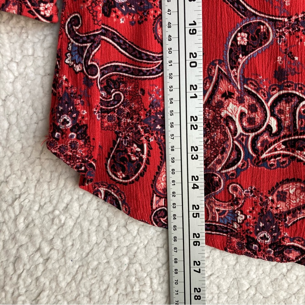 Mossimo Supply Co Women's paisley print cold shoulder ruffle blouse, Sz M - Picture 8 of 16